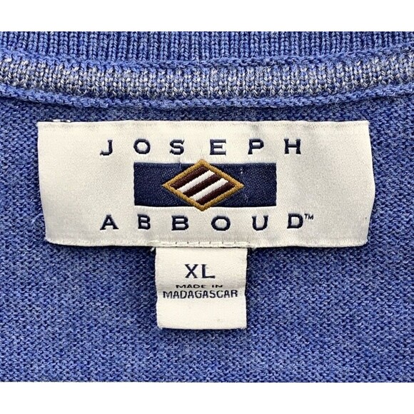 Joseph Abboud Sweater Mens Size XL Blue Merino Wool Blend V- Neck Pullover - Picture 2 of 14